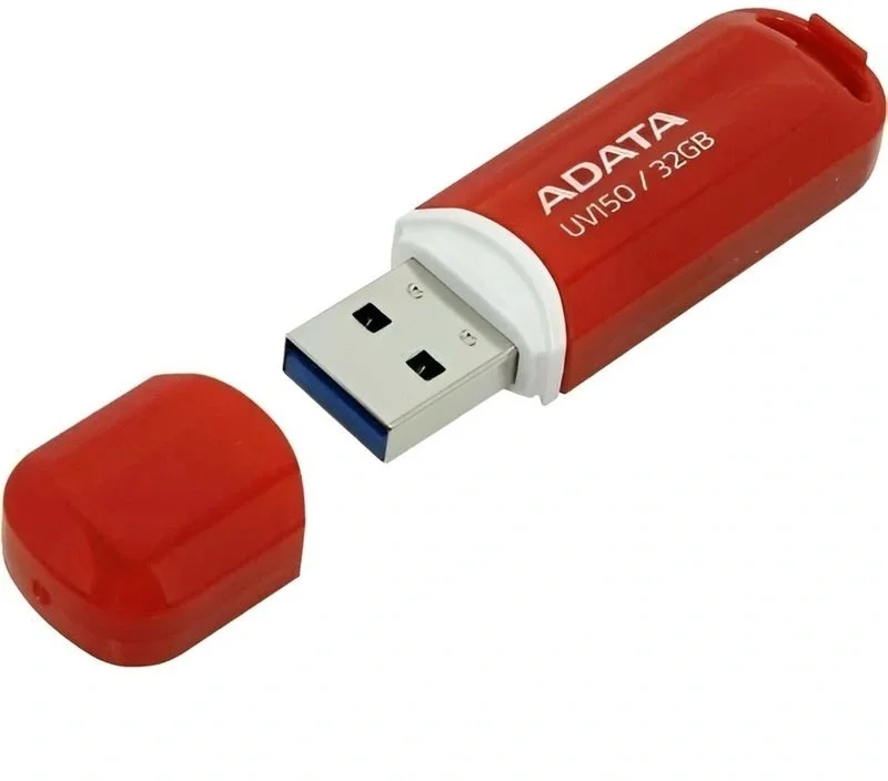 USB накопитель ADATA - DashDrive UV150, USB Type A (USB 3.2 Gen 1), 32 ГБ, цвет красный, AUV150-32G-RRD