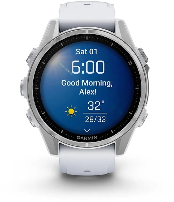 Смарт-часы Garmin Fenix 8 43мм 1.3" AMOLED  корп.серебристый  рем.белый  разм.брасл.:108-182мм (010-02903-00)