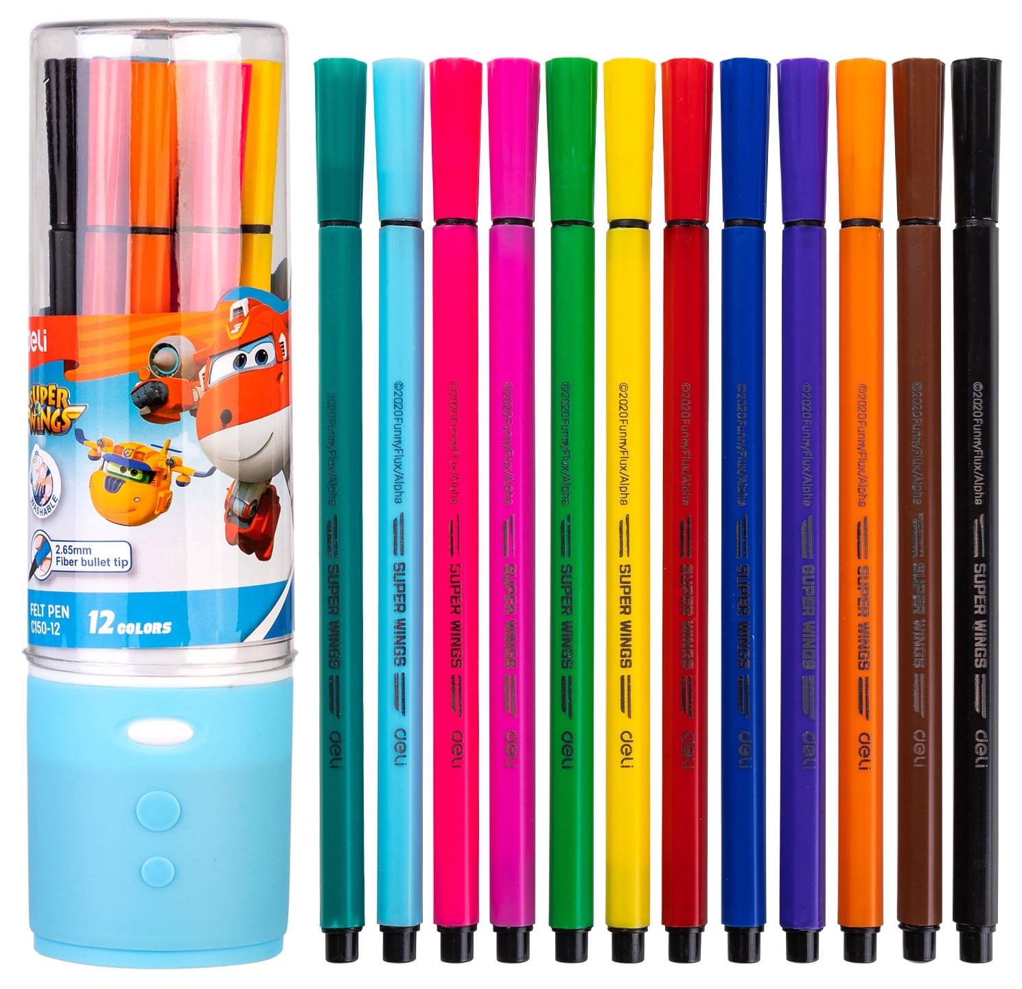 Фломастеры Deli EC150-12 Super Wings 12 цветов, пластиковая туба