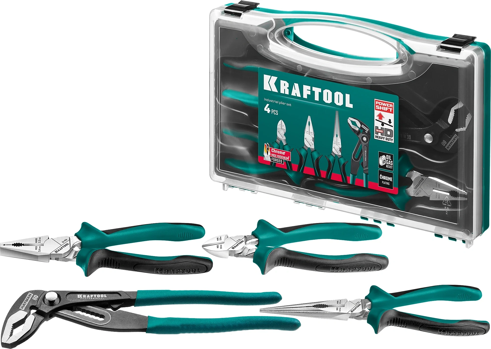 KRAFTOOL 4 предм., набор  губцевого инструмента (22012)