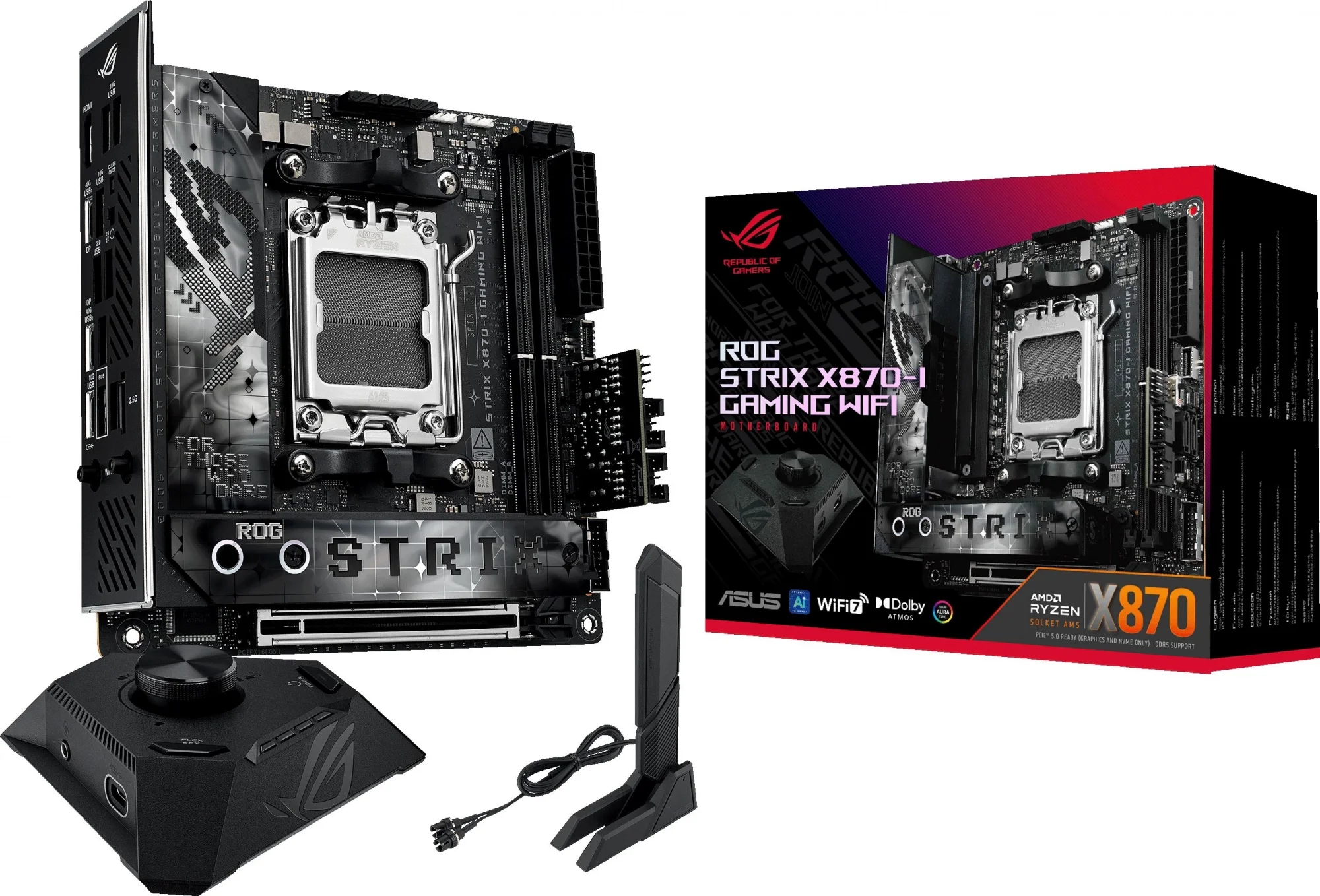 Материнская плата Asus ROG STRIX X870-I GAMING WIFI Socket AM5 AMD X870 2xDDR5 mini-ITX AC`97 8ch(7.1) 2.5Gg RAID+HDMI