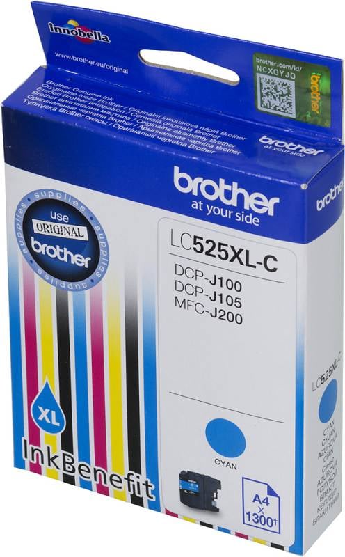 Картридж Brother LC525XLC, голубой, 1300 стр.
