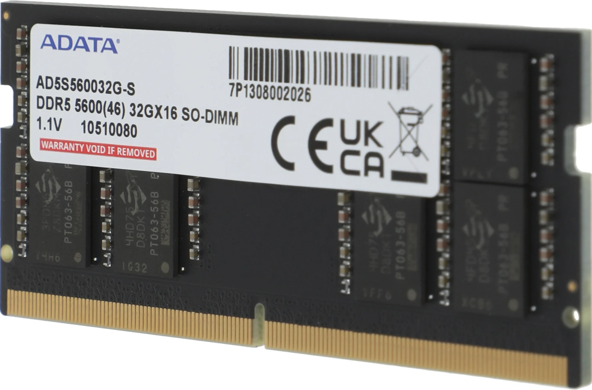 Оперативная память для ноутбука 32Gb (1x32Gb) PC5-44800 5600MHz DDR5 SO-DIMM Unbuffered CL46 ADATA AD5S560032G-S