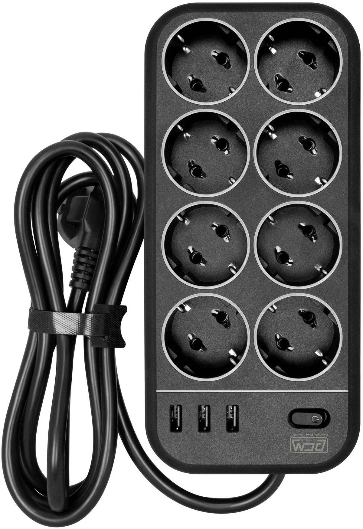 Сетевой фильтр POWERCOM SP-08 USB03AB 3,0м черный (3.0 м, 8 розеток, 16A) (SP-08 USB03AB 3,0м)