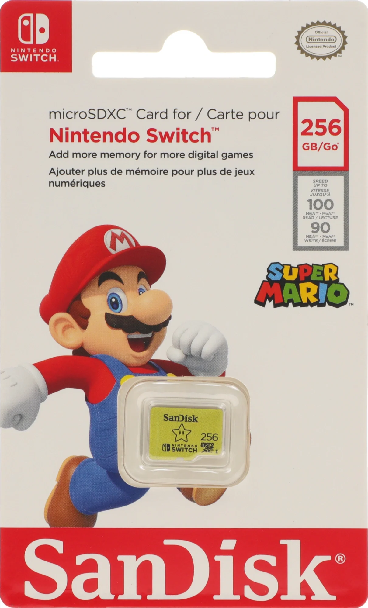 Micro SecureDigital 256GB SanDisk for Nintendo Switch Class 10, UHS-I, W90, R 100 МБ/с, <SDSQXAO-25