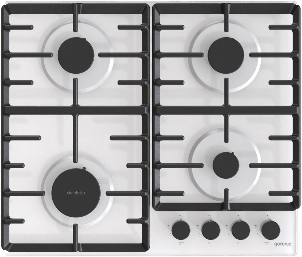 Gorenje Поверхность газовая Gorenje GT642SYW (Simplicity 2.1 / белый / закаленное стекло / чугун)