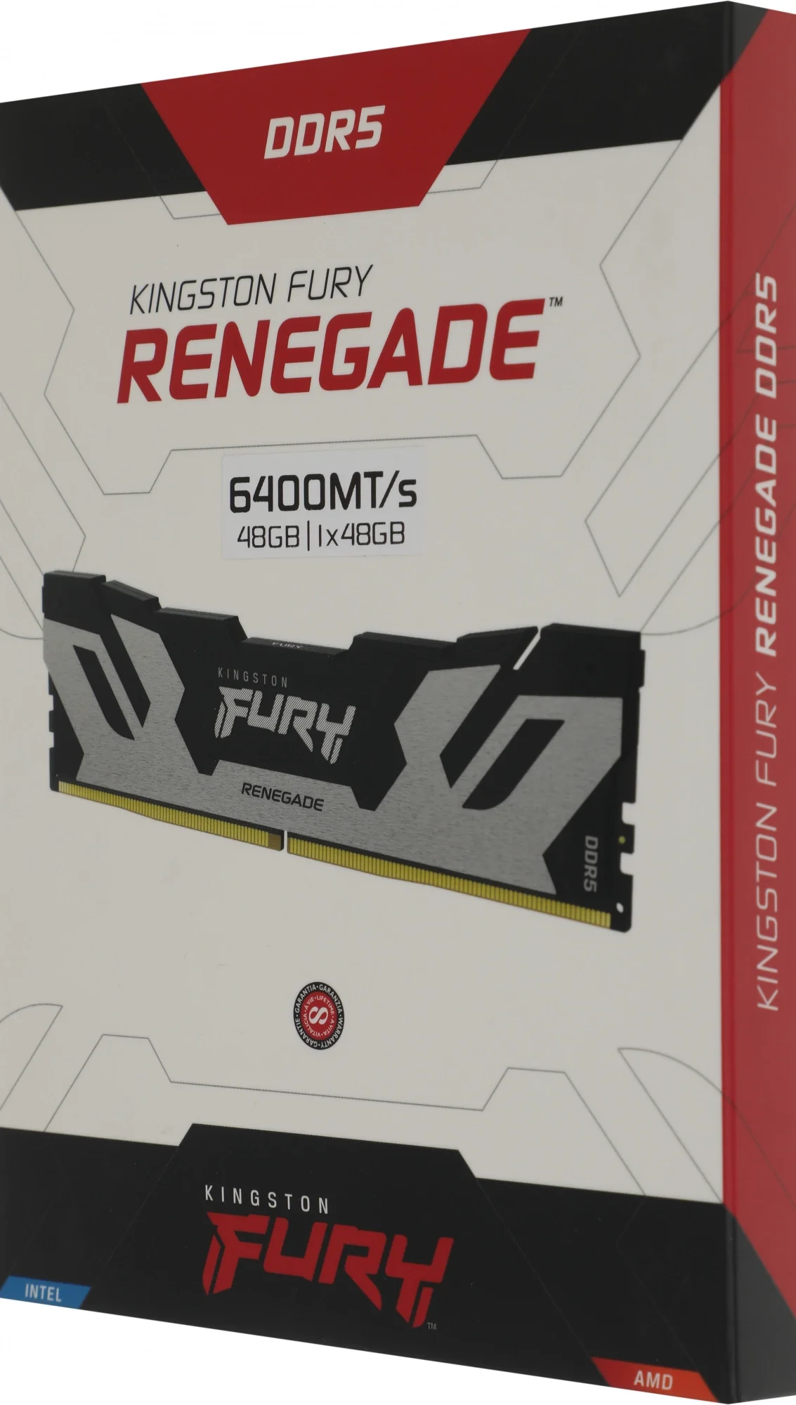 Модуль памяти Kingston 48GB DDR5 6400 FURY Renegade Silver/Black XMP Non-ECC Unbuffered DIMM (Single Module) 1RX8 32-39-39 1.4V 288-pin 24Gbit
