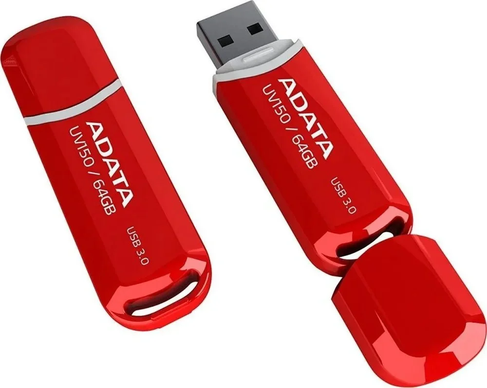 USB накопитель ADATA - DashDrive UV150, USB Type A (USB 3.2 Gen 1), 64 ГБ, цвет красный, AUV150-64G-RRD