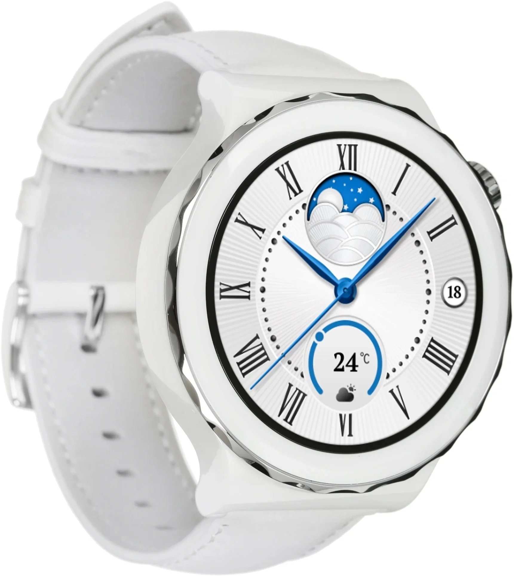 Смарт-часы Huawei Watch GT 3 Pro Frigga-B19V 43мм 1.32" AMOLED корп.белый/серебристый рем.белый разм.брасл.:130-190мм (55028857)