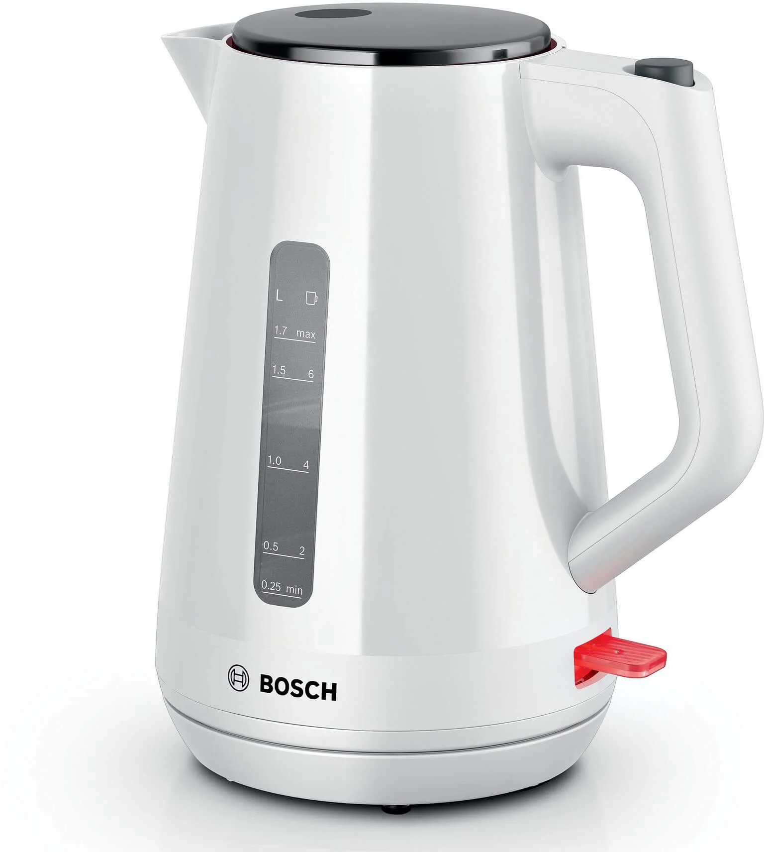 Электрочайник Bosch TWK1M121 белый, 1.7 л, 2400 Вт, скрытый нагревательный элемент
