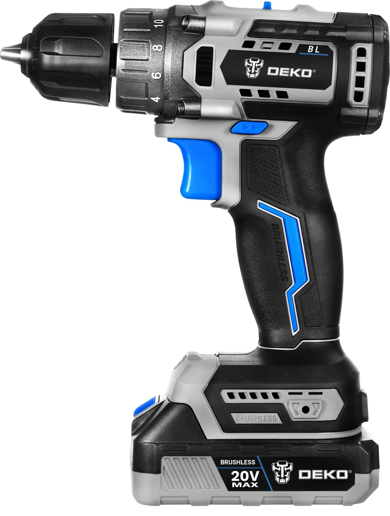 Дрель-шуруповерт аккумуляторная бесщеточная DEKO Sharker 20V, 20В, 1*3.0Ач [063-4037]