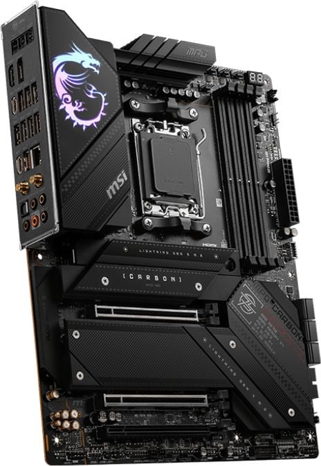 Материнская плата MSI MPG X670E CARBON WIFI, AMD X670, AM5, 4xDDR5, 5xM.2, 6xSATA, 2xUSB 3.2 Gen 1, 6xUSB 3.2 Gen 2, 1xUSB Type-C, 1xHDMI, 1xLAN 2.5 Гбит/с, 7.1, ATX