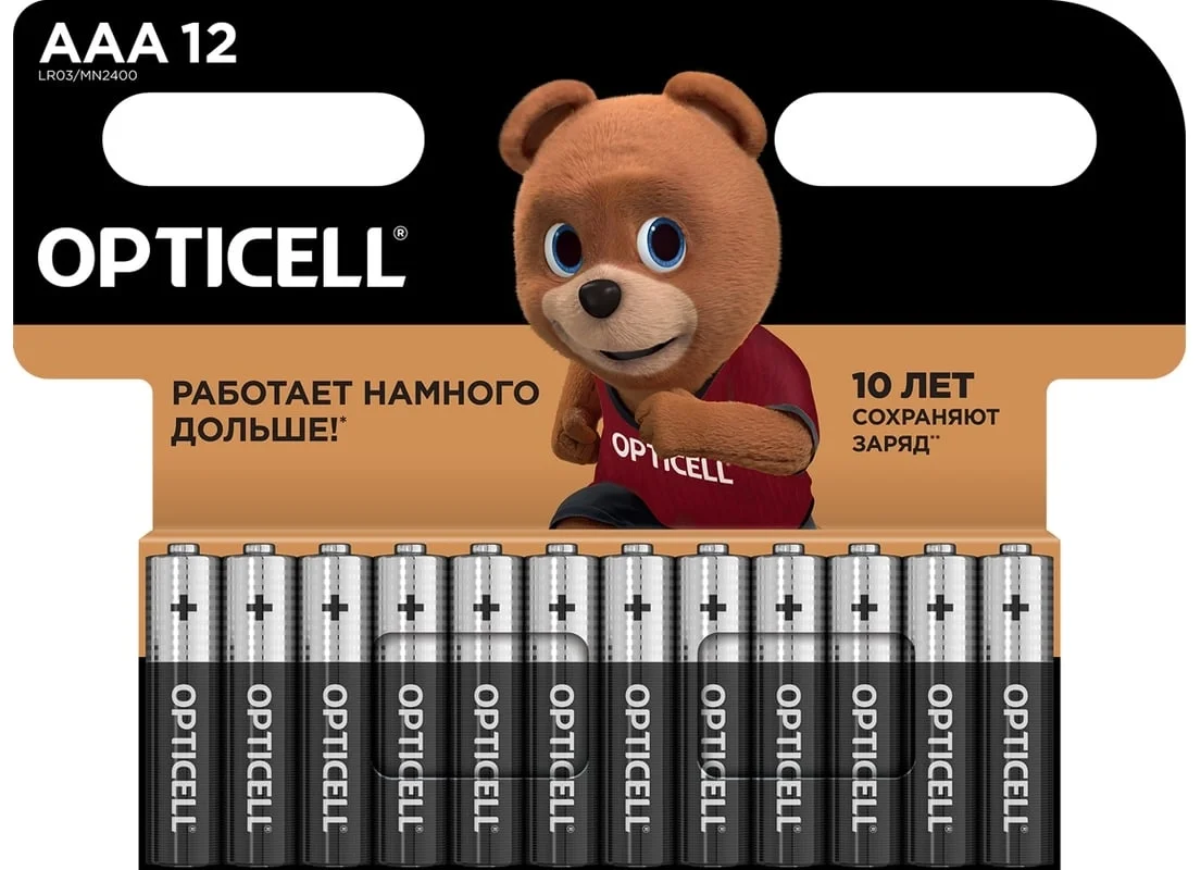 Батарейка Opticell 5051011, AAA/LR03, алкалиновая, 1,5 В, 12 шт.