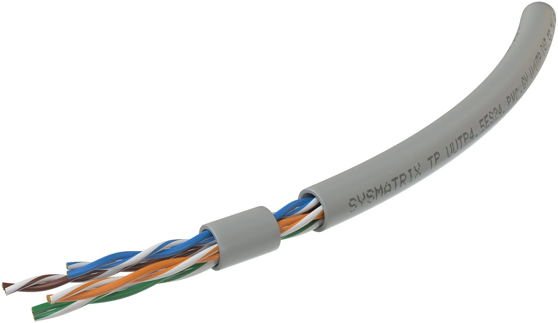 Кабель информационный Sysmatrix TP UUTP4.5ES24.PVC.GY305 кат.5E U/UTP 4 пары 0.5AWG  нг(А)-LS  внутренний  305м серый