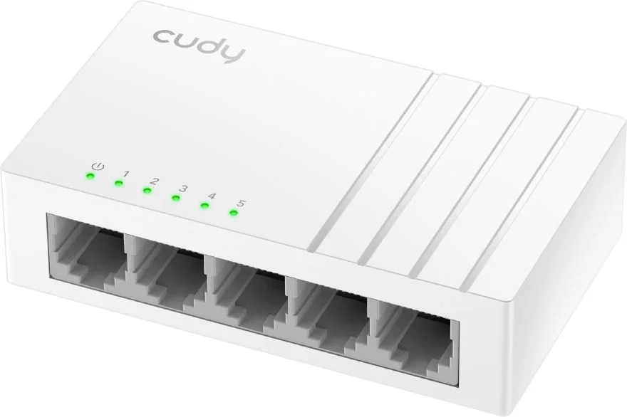 Коммутатор CUDY 5-Port 10/100 Mbps Desktop Switch 5-Port 10/100 Mbps Desktop Switch, 5 10/100M RJ45 Ports, Loop Detection, Desktop Plastic Case, Power Saving, Plug & Play, Wall-Mount (FS105D)