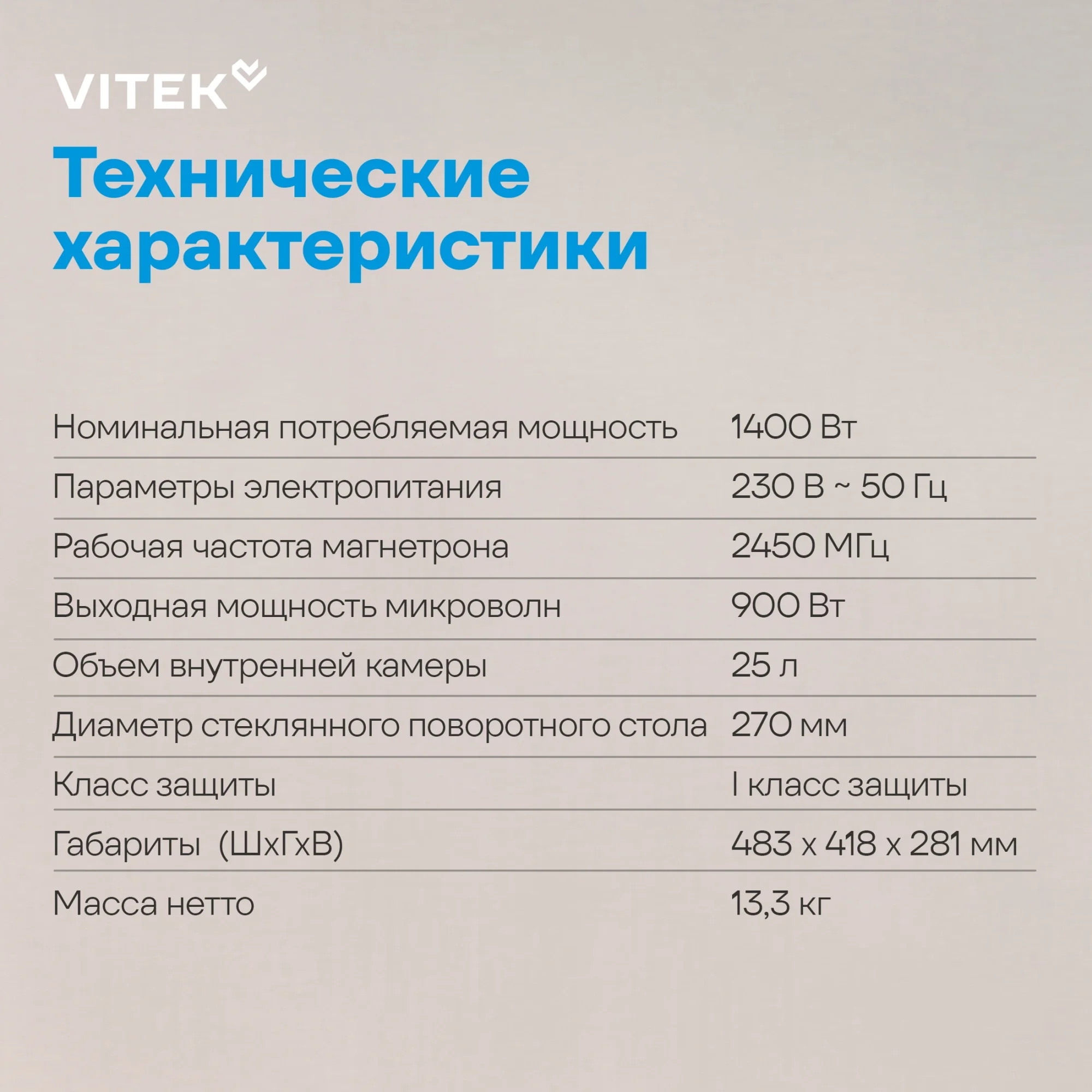 Микроволновая Печь Vitek VT-MW1425 25л. 900Вт черный