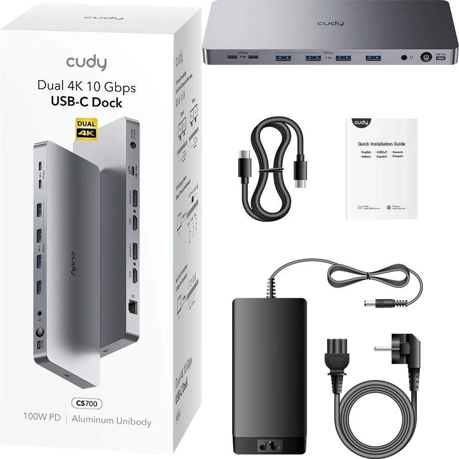 Разветвитель USB-C Cudy CS700 6порт. серебристый