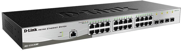 коммутатор D-Link Управляемый L2 коммутатор, 24x1000Base-T, 4x1000Base-X SFP, защита от статического электричества до 6 кВ, CLI, консольный порт RJ-45, RPS, поддержка Dying Gasp, мониторинг статуса питания комму