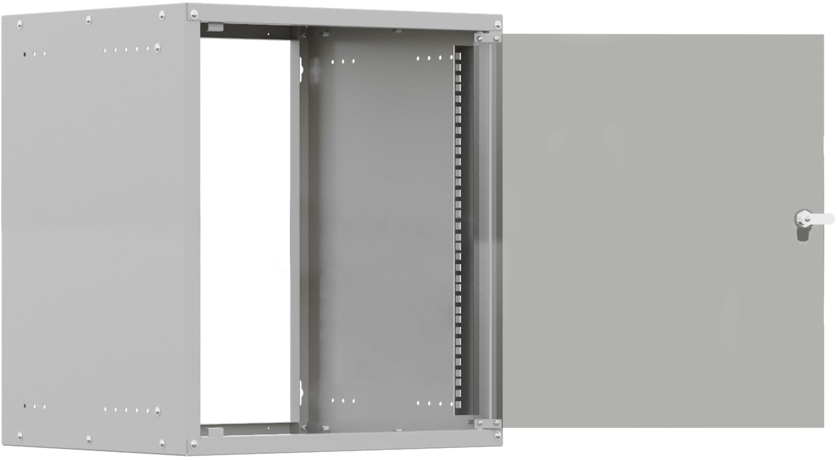 NTSS Шкаф настенный телекоммуникационный NTSS LIME 15U 550х450х770мм, 2 профиля 19, дверь стеклянная, боковые стенки несъемные, разобранный, серый RAL 7035 NTSS-WL15U5545GS