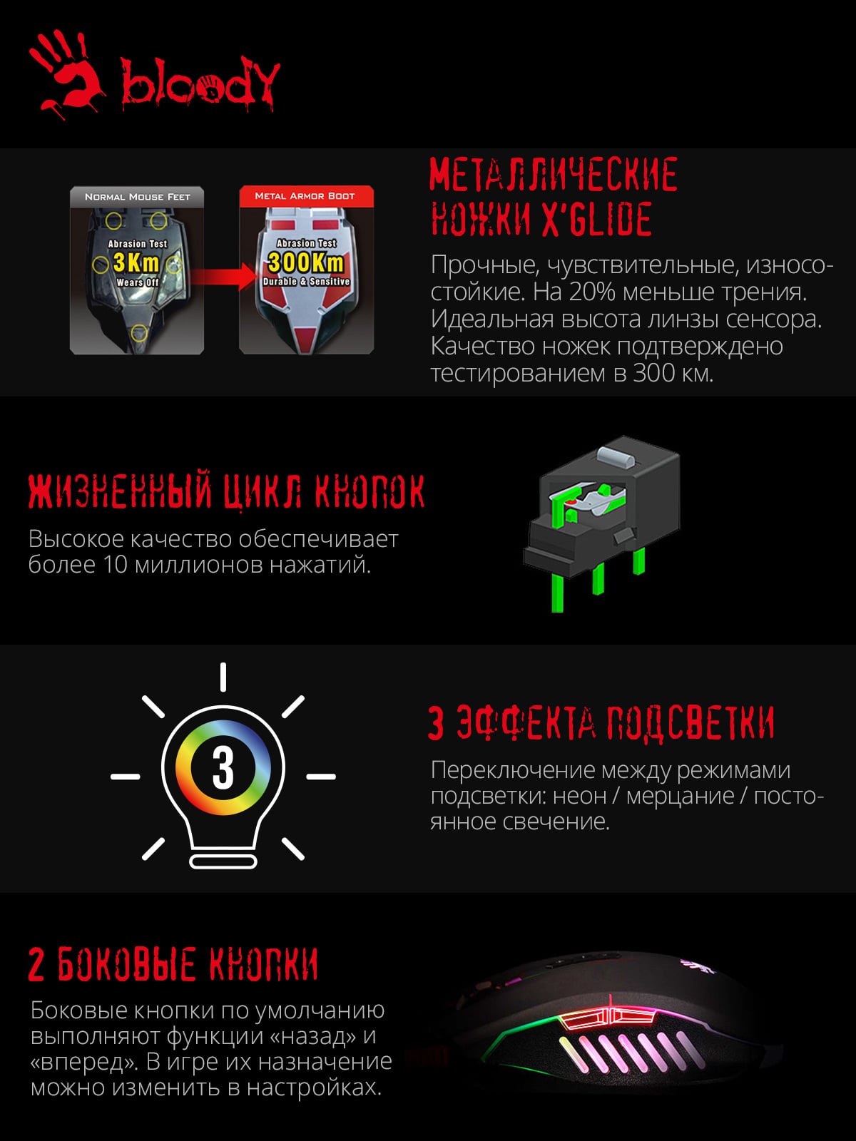 Мышь A4Tech Bloody Q51 черный/рисунок оптическая 6200dpi USB 8but