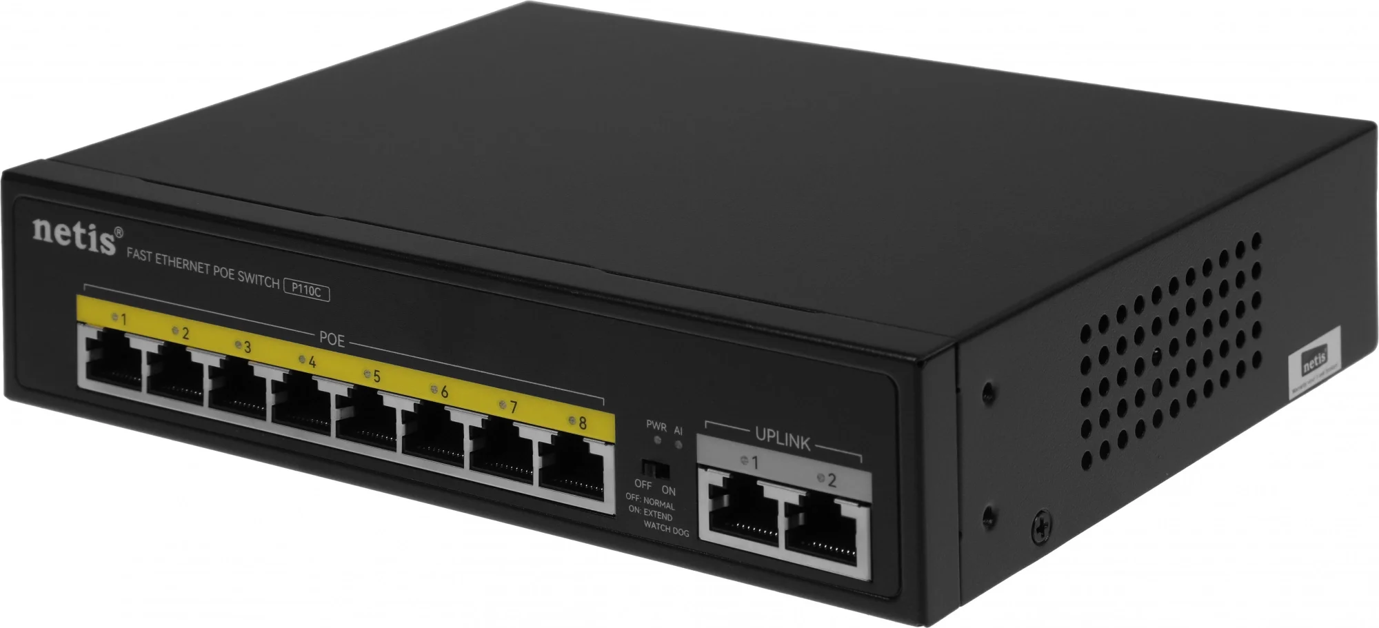 Коммутатор NETIS P110C, неуправляемый, 8×100M PoE+, 2×100M, 120 Вт