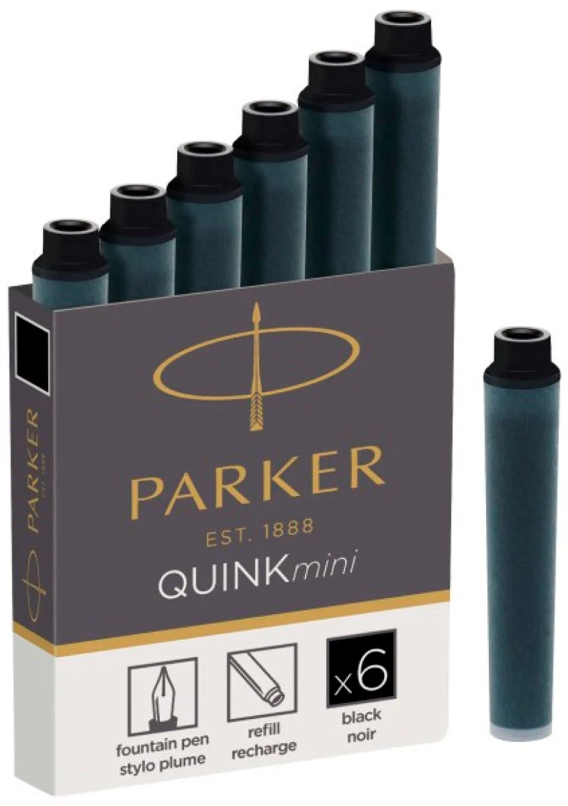 Картридж Parker Quink Z17 Mini (1950407) черные чернила для ручек перьевых (6шт)