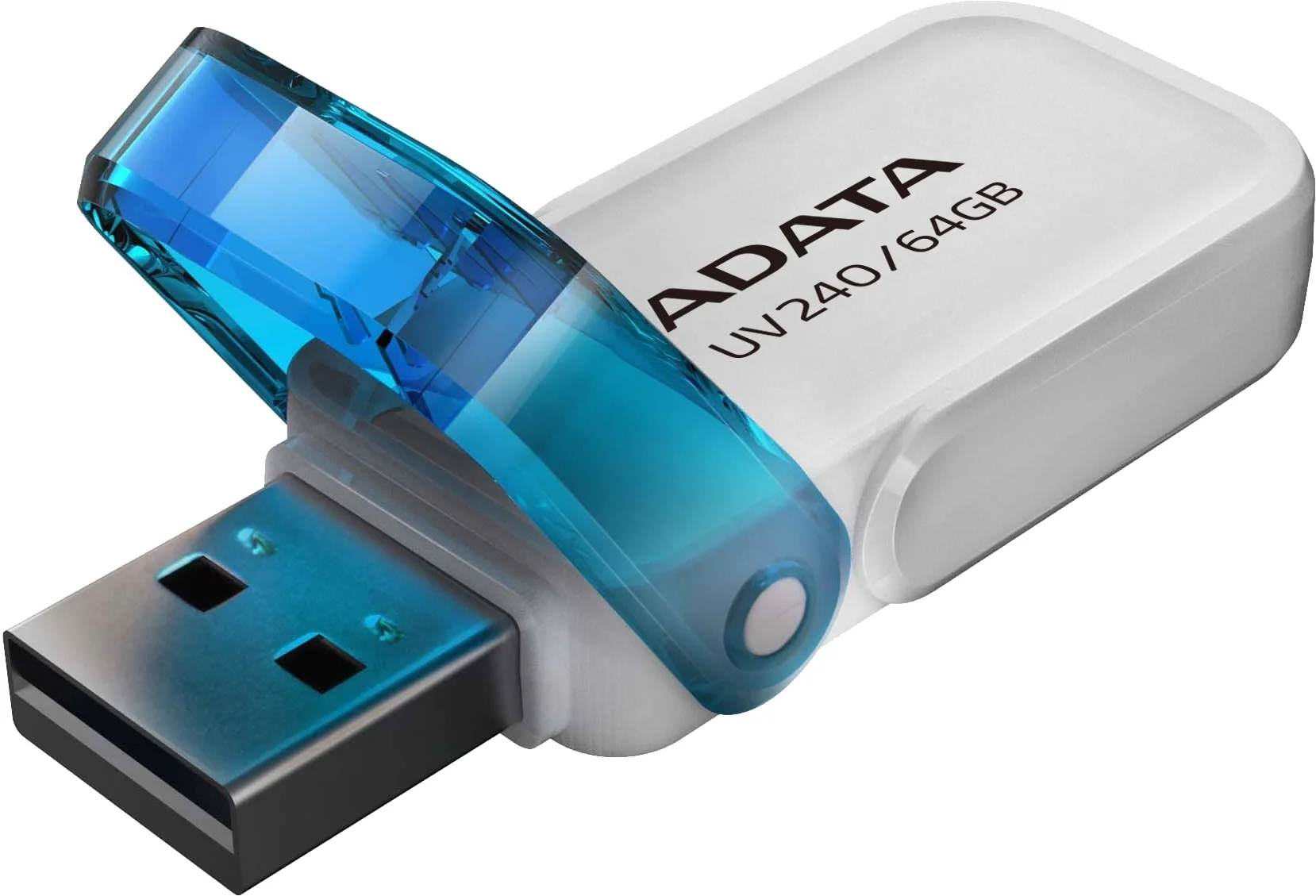 USB накопитель ADATA - UV240, USB Type A (USB 2.0), 64 ГБ, цвет белый, AUV240-64G-RWH