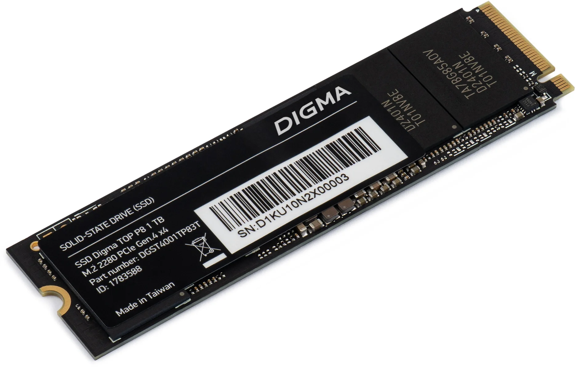 Накопитель SSD Digma Top P8, 1Tb, PCIe 4.0 x4, M.2 2280, NVMe, R/W 7200/6000