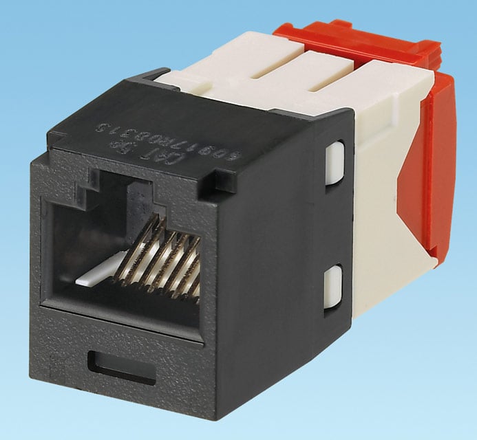 Panduit CJ5E88TGBL Неэкранированный модуль MiniCom TX5e черный/ Mini-Com Module, Cat 5e, UTP, 8 pos  8  wi