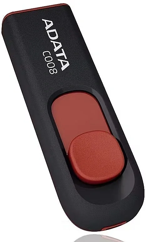 USB накопитель ADATA - Classic C008, USB Type A (USB 2.0), 16 ГБ, цвет чёрно-красный, AC008-16G-RKD