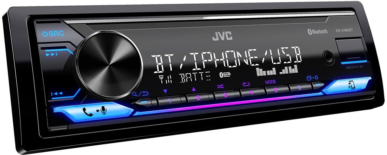Автомагнитола JVC KD-X482BT, 1 DIN, Bluetooth, USB Type-A, AUX, съёмная панель