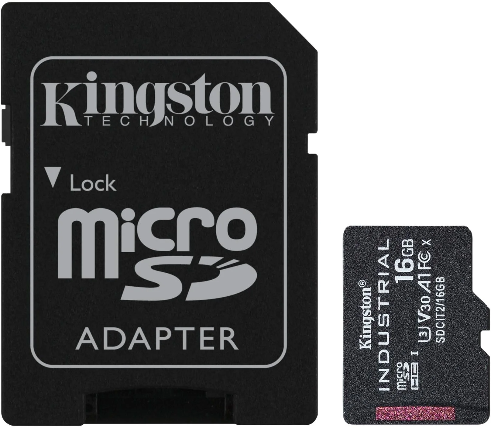 Флеш карта microSDHC 16Gb Class10 Kingston SDCIT2/16Gb Industrial Temperature Class UHS-I, адаптер в комплекте