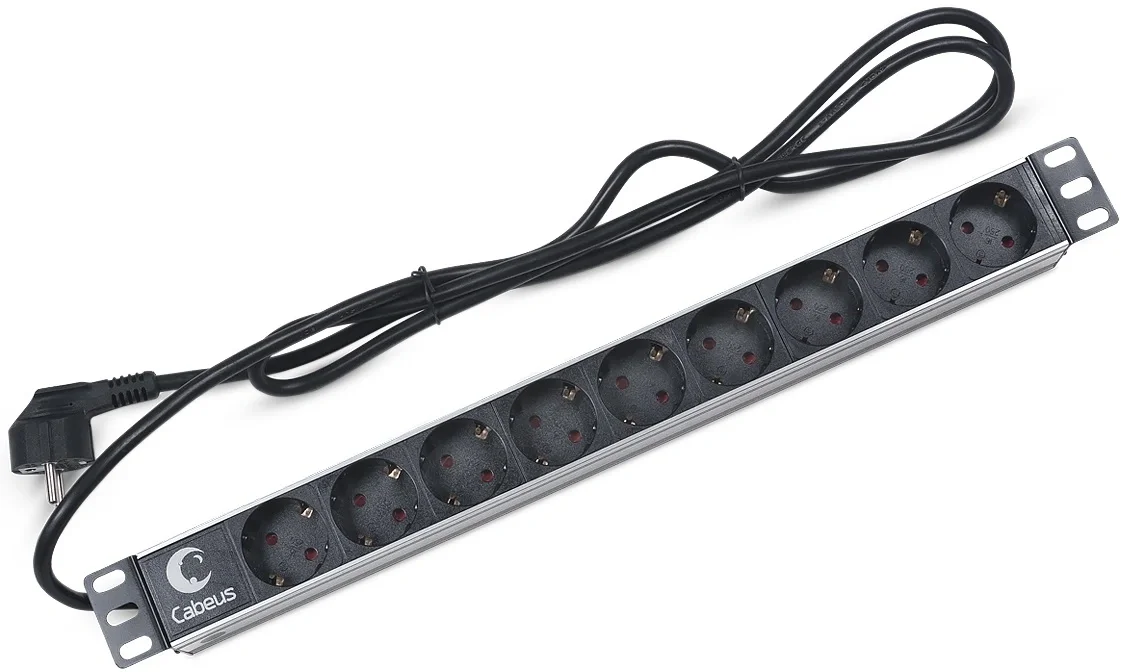 Блок PDU Cabeus PDU-9P-2EU, 19" горизонтальный, 9 розеток, 16А