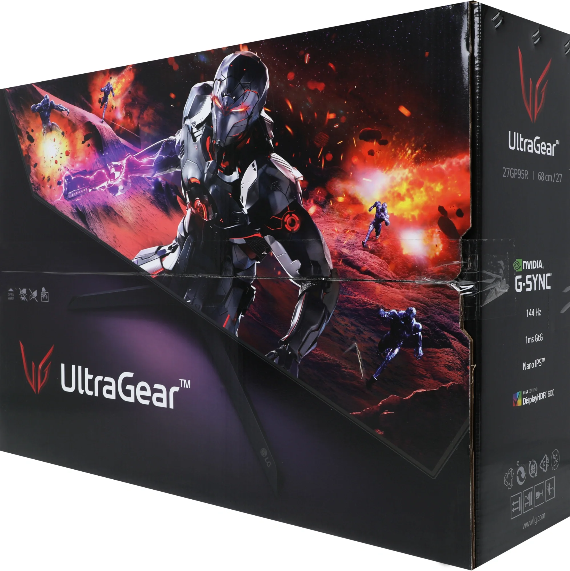 Монитор LG 27" UltraGear 27GP95RP-B черный IPS LED 1ms 16:9 HDMI матовая HAS 400cd 178гр/178гр 3840x2160 144Hz G-Sync FreeSync Premium Pro DP 4K USB 7.4кг