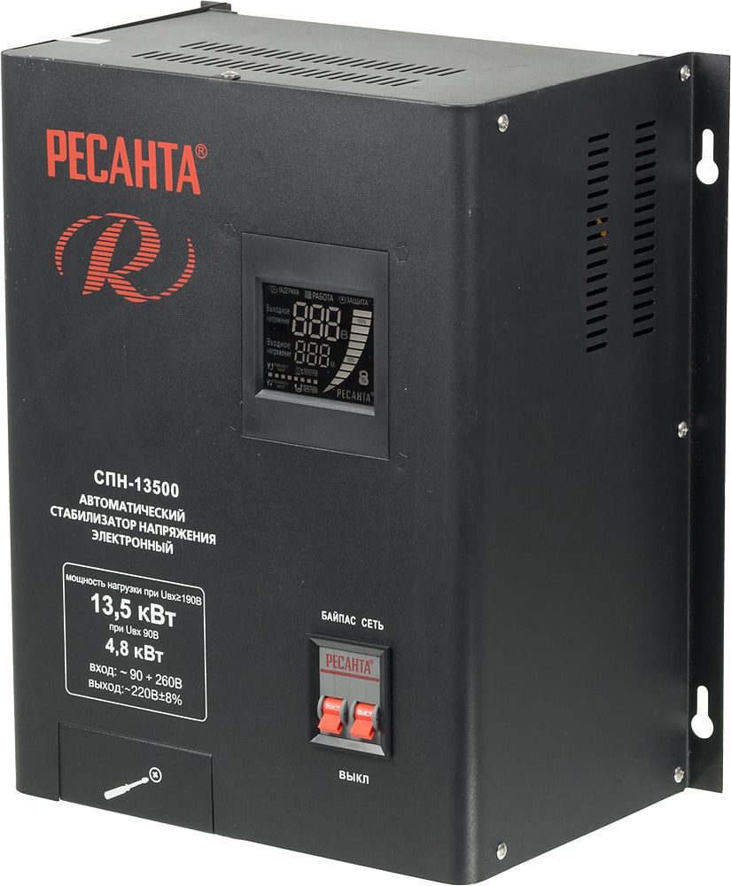 Стабилизатор напряжения Ресанта СПН-13500 однофазный черный (63/6/28)