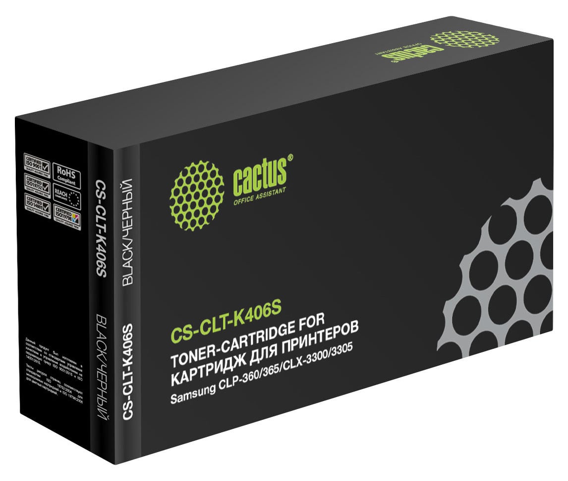 Картридж Cactus CLT-K406S Тонер- Cactus CS-CLT-K406S для принтеров Samsung CLP-360/365/CLX-3300/3305 black
