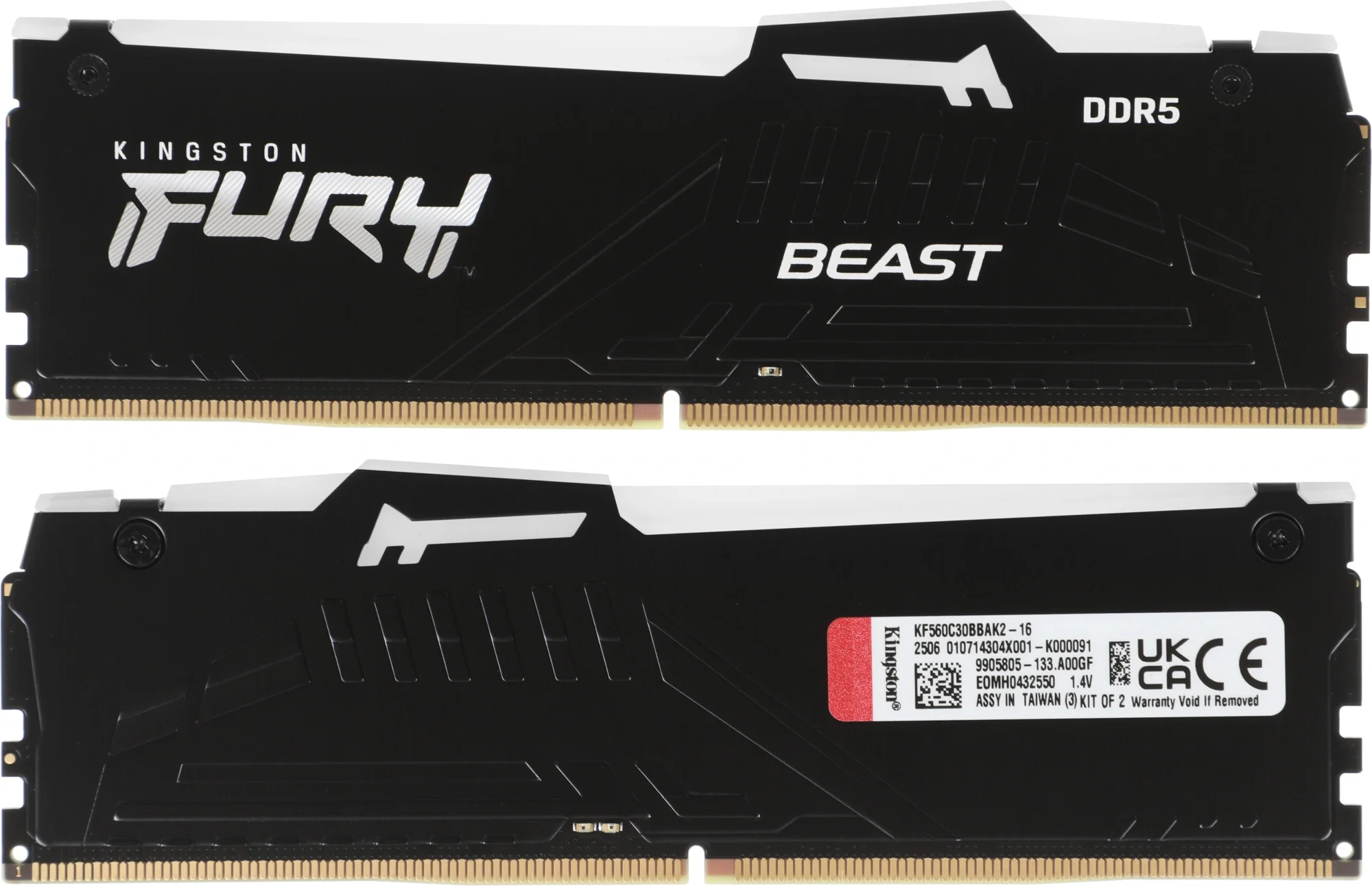 Память DDR5 2x8GB 6000MHz Kingston KF560C30BBAK2-16 Fury Beast Black RGB RTL Gaming PC5-48000 CL30 DIMM 288-pin 1.4В kit single rank с радиатором Ret