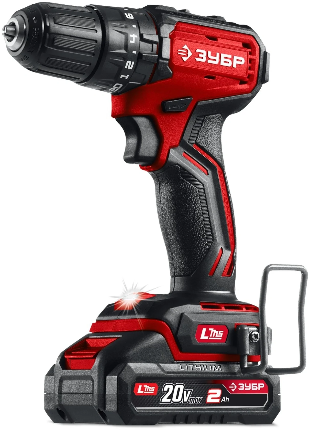 ДБУ-45-22 ЗУБР 20 В, 45 Н·м, 2 АКБ LMS (2 А·ч), бесщеточная ударная  дрель-шуруповерт, сумка ()