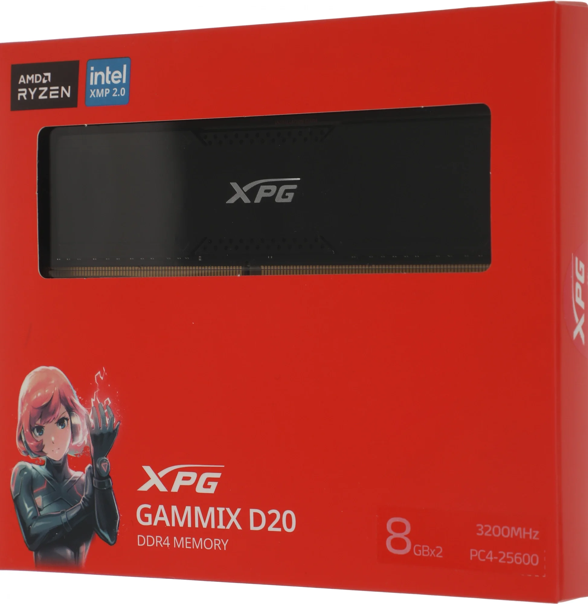 Память DDR4 2x8GB 3200MHz A-Data AX4U32008G16A-DCBK20 RTL Gaming PC4-25600 CL16 DIMM 288-pin 1.35В kit с радиатором Ret