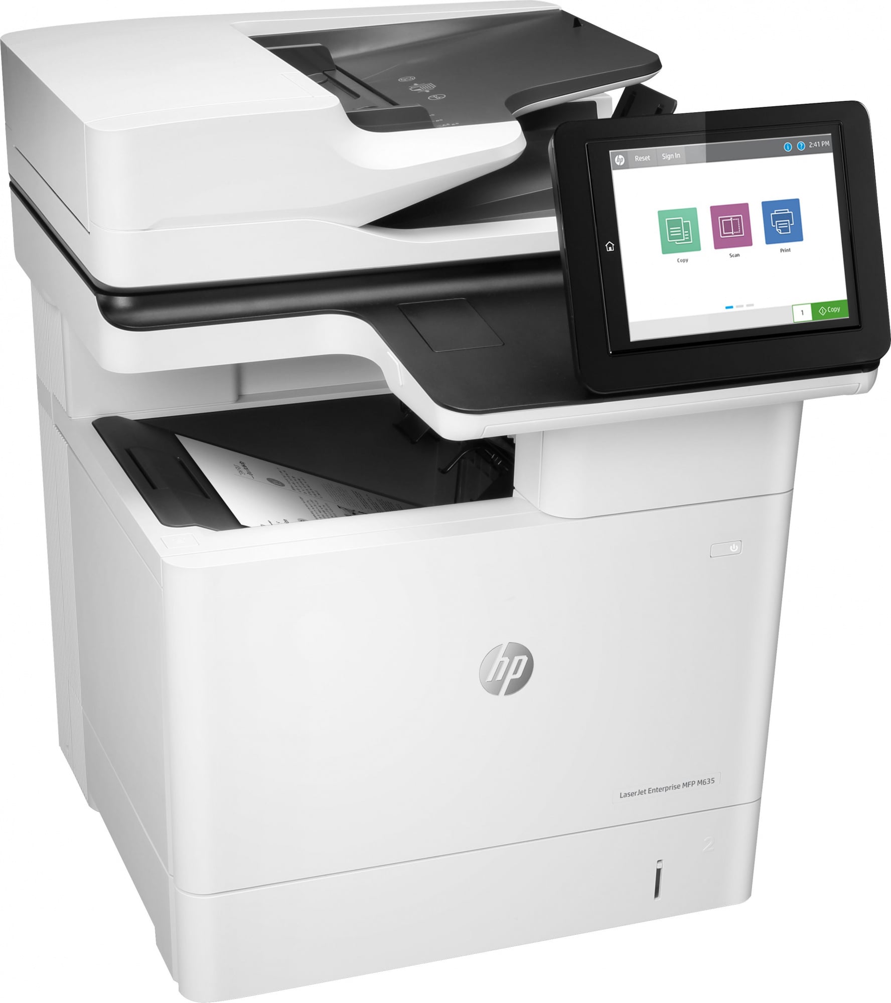 МФУ HP Inc. - LaserJet Enterprise M635h, A4, LaserJet, сканер: планшетный/протяжный, черно-белый лазерный, RJ-45, USB, 2 лотка, 1200 x 1200dpi, Duplex, цвет белый, 7PS97A