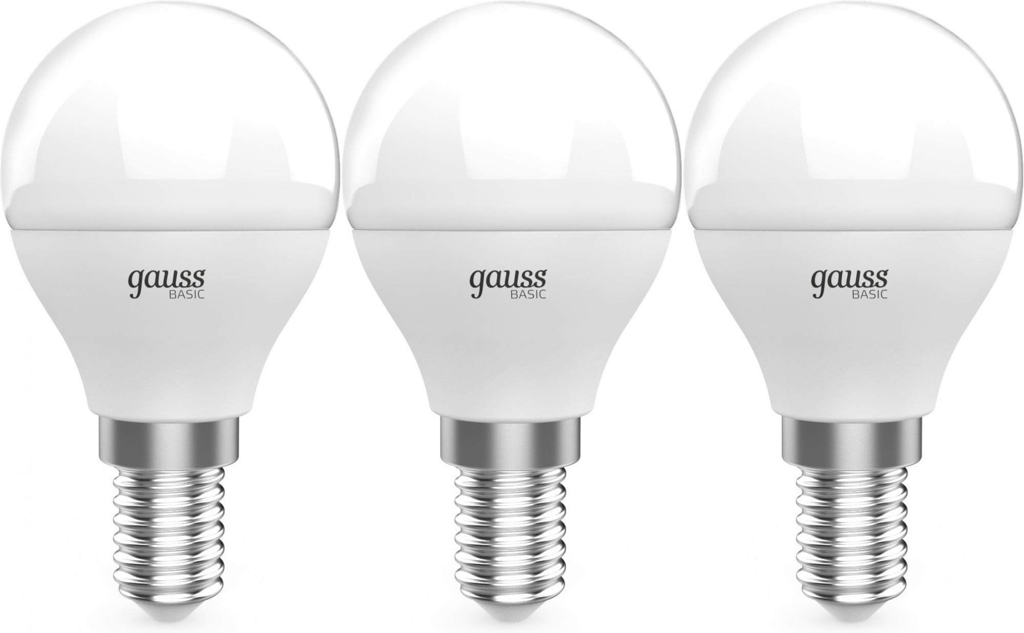 Лампа светодиодная Gauss Basic 10531252T 5.5Вт цок.: E14 шар 220B 4100K св. свеч. бел. нейт. (упак.: 3 шт)