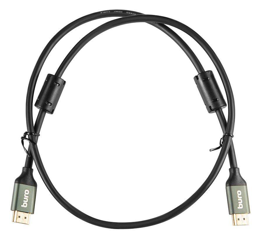 Кабель аудио-видео Buro HDMI (m)/HDMI (m) 1м. феррит.кольца Позолоченные контакты черный (BHP-HDMI-2.1-1G)