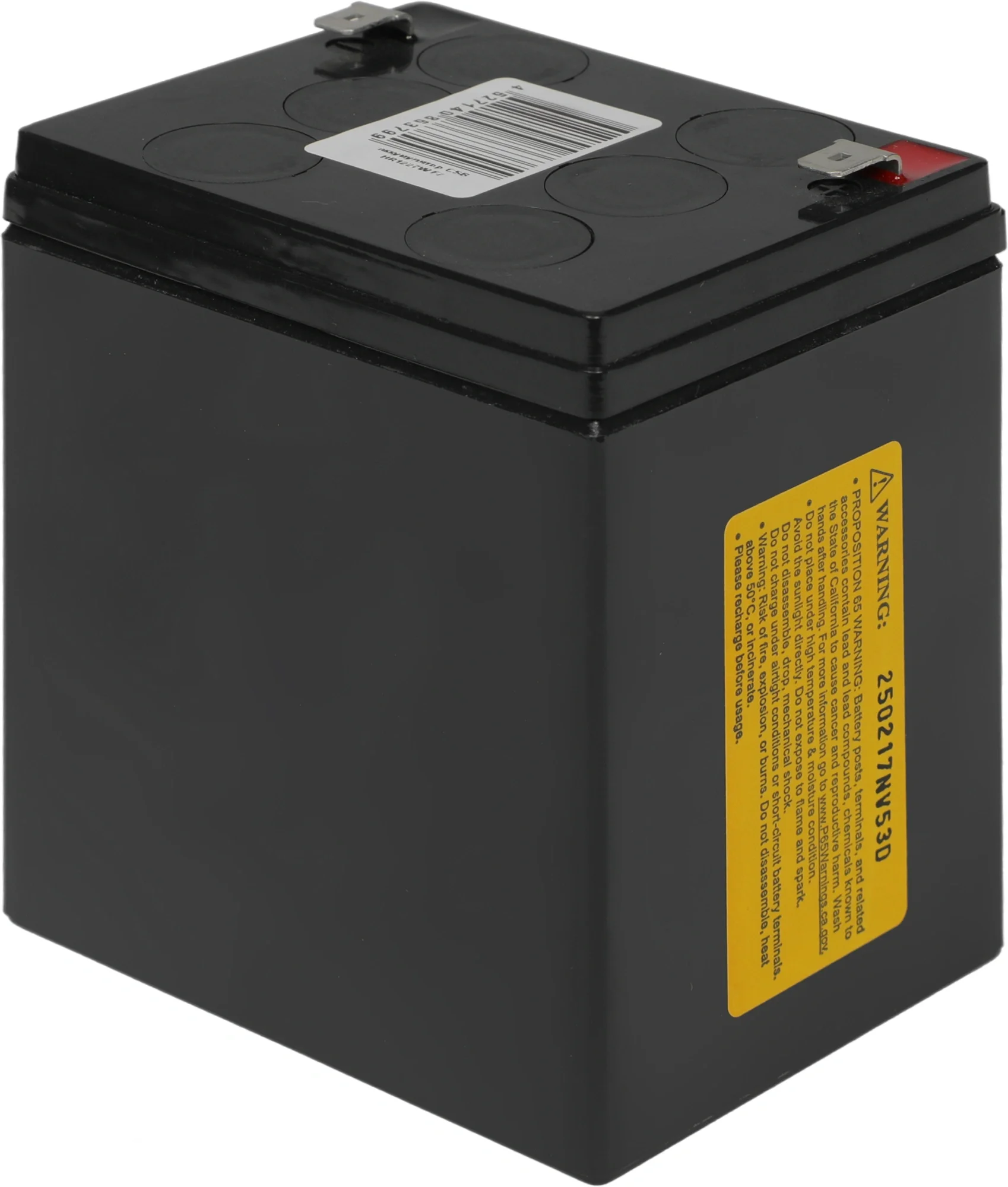 Батарея CSB серия HR, HR1227W F2, напряжение 12В, емкость 6.75Ач (разряд 20 часов), 27 Вт/Эл при 15-мин. разряде до U кон. - 1.67 В/Эл при 25 °С,  макс. ток разряда (5 сек.) 130А, ток короткого замыкания 424А, макс. ток заряда 2.7A, свинцово-кислотная типа/ Battery CSB series HR, HR1227W F2, voltage 12V, capacity 27 W/C at 15 min. discharge to U fin. - 1.67 V/Cel at 25°C, (discharge 20 hours), max. discharge current (5 sec.) 130A, short circuit current 424A, max. charge current 2.7A, lead-acid t