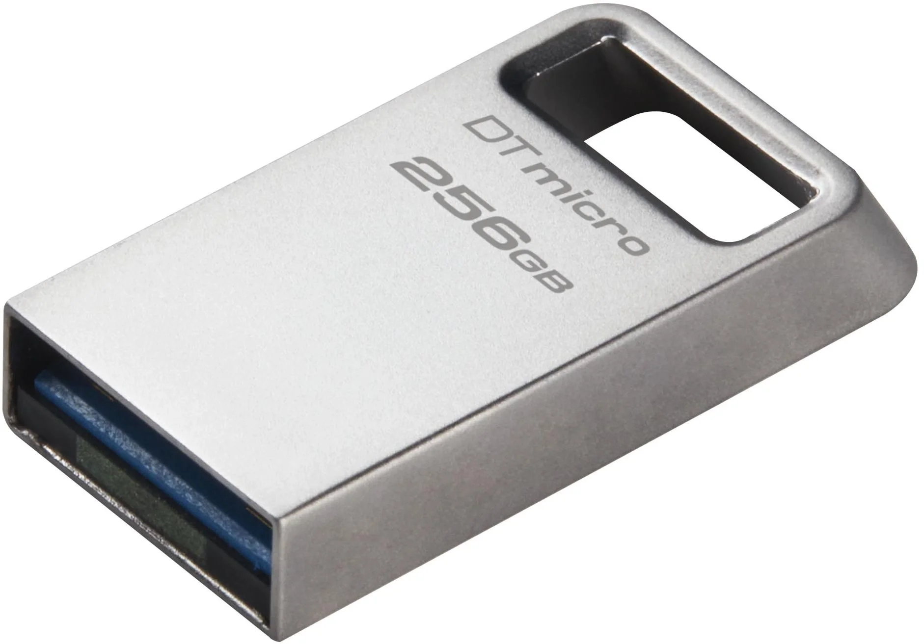 USB накопитель Kingston - DataTraveler Micro, USB Type A (USB 3.2 Gen 1), 256 ГБ, read speed-200MB/s, цвет серебристый, DTMC3G2/256GB