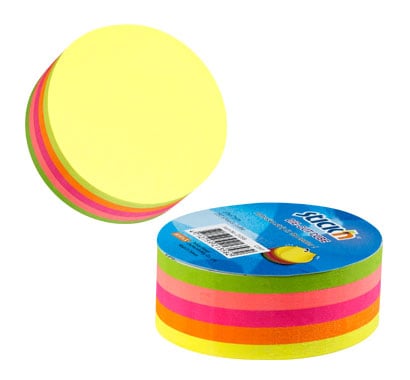 Блок самоклеящийся Stick'n 21358, 67×67мм, 250л, неон 5цв, круг