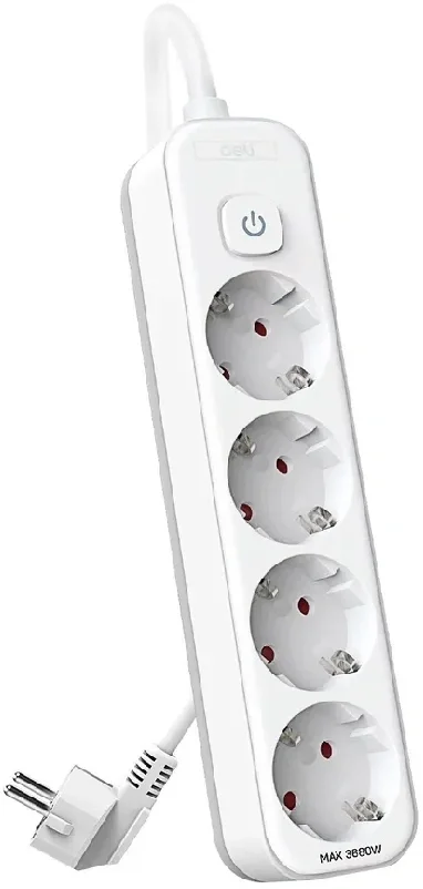 Сетевой фильтр Deli ET435, 4 розетки, 3м