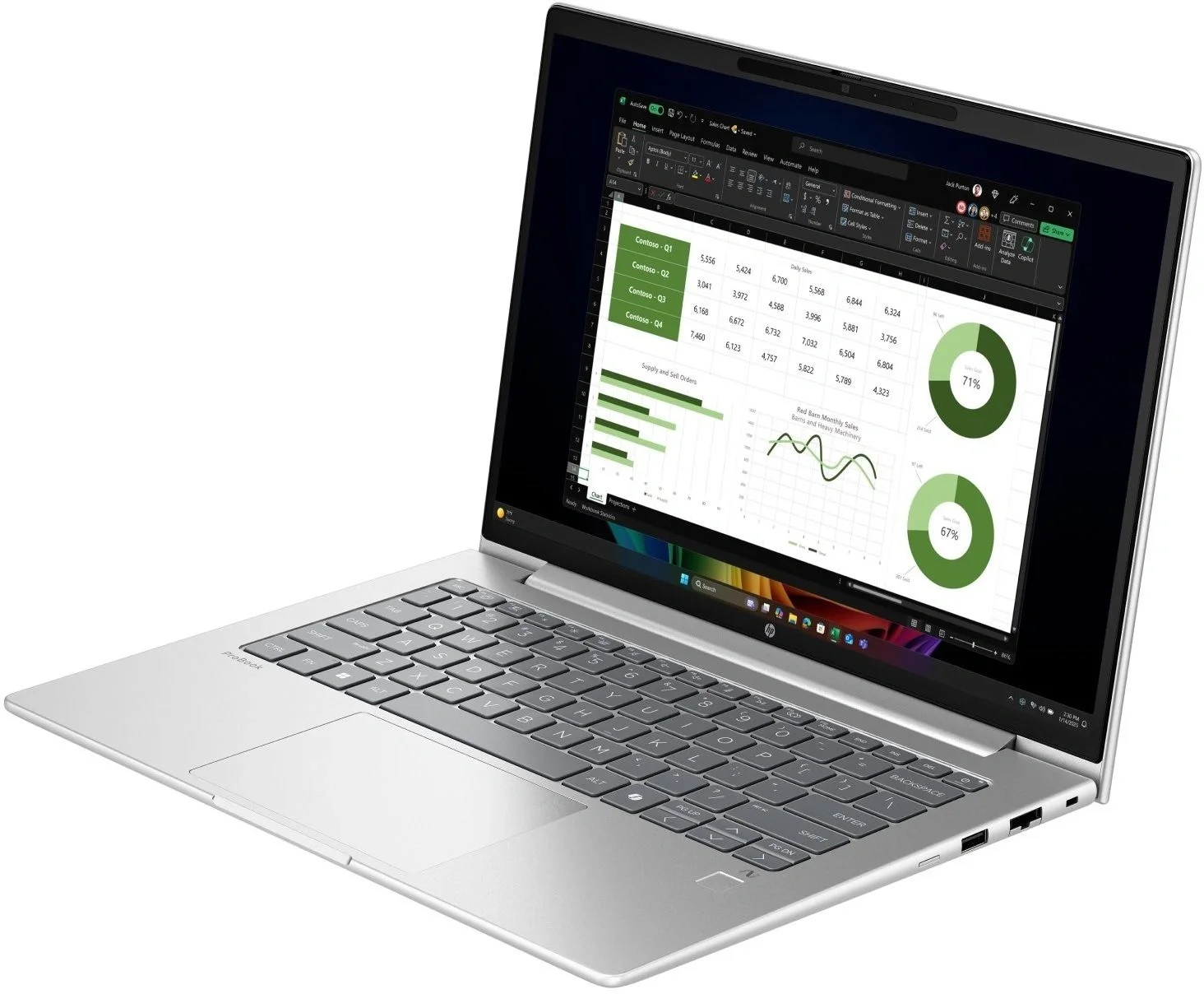 Ноутбук HP ProBook 4 G1q Snapdragon X X1-26-100 16Gb SSD 512Gb Intel Iris Xe graphics 14" FHD (1920x1080)/ENGKBD Windows 11 Pro silver WiFi BT Cam (B39XGAT)