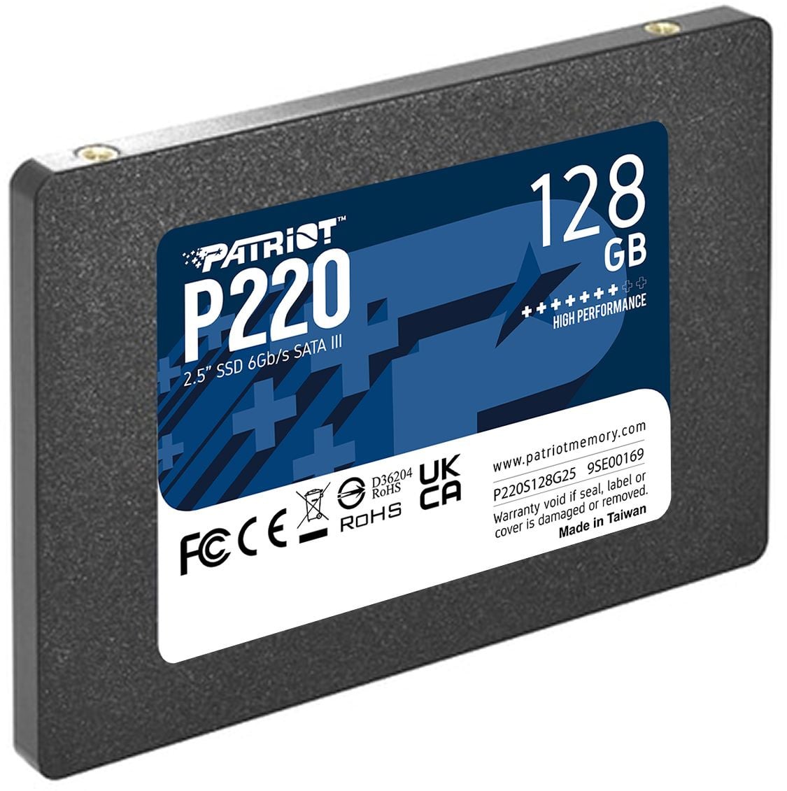 Диск SSD PATRIOT - P220, для ноутбука, 2.5", 128 ГБ, SATA, 6 Гб/с, speed write-480МБ/с read-550МБ/с, P220S128G25