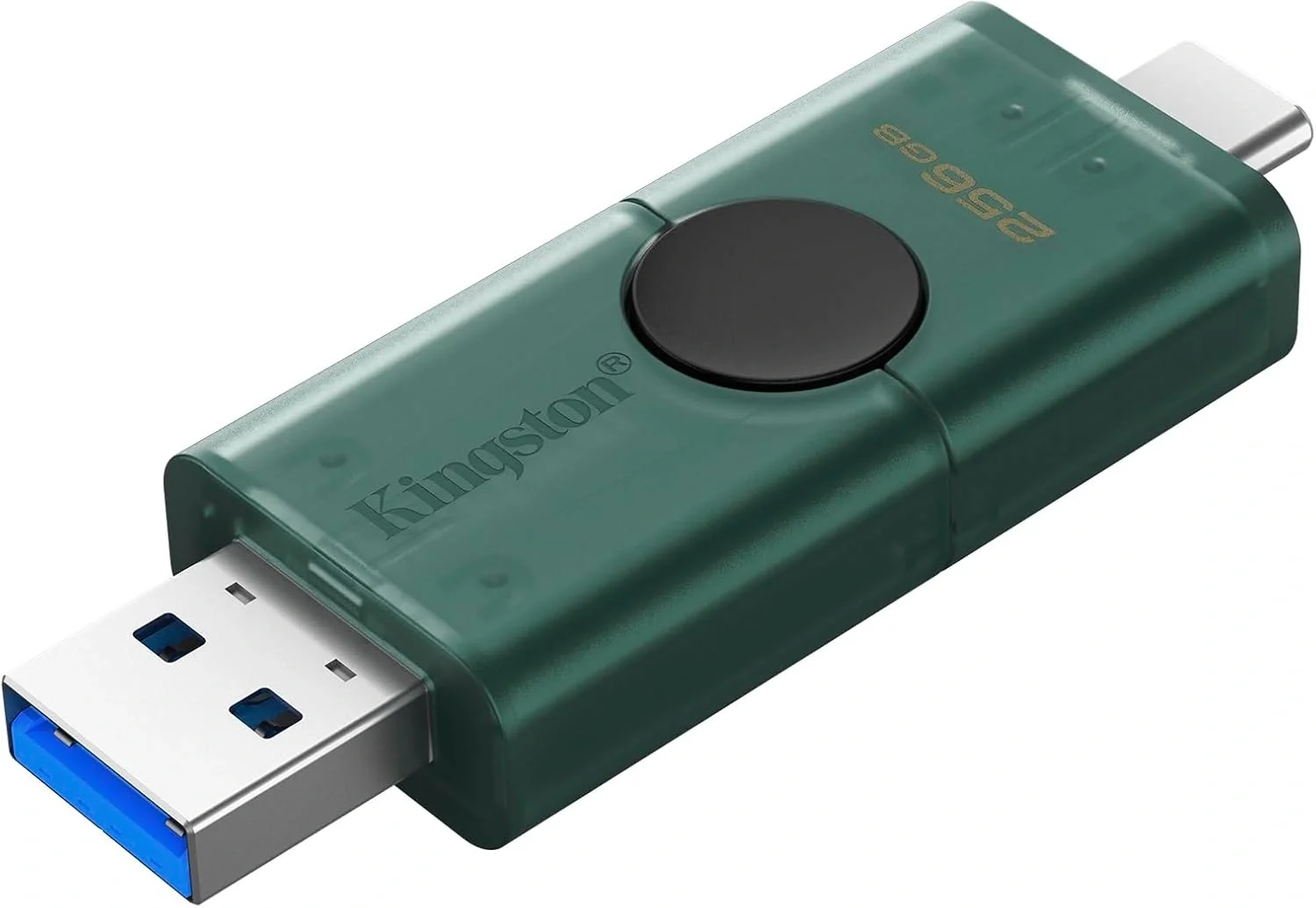 USB накопитель Kingston - DTDEG2, USB Type C / USB Type A (USB 3.2 Gen 1), 256 ГБ, OTG USB Type C, цвет зелёный, DTDEG2/256GB