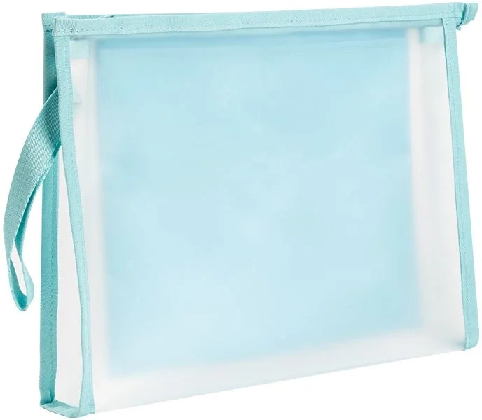 Папка на молнии ZIP Deli PP109BLUE A4 ЭВА прозрачный, внутренний карман, цвет молнии голубой 2 внутренних кармана